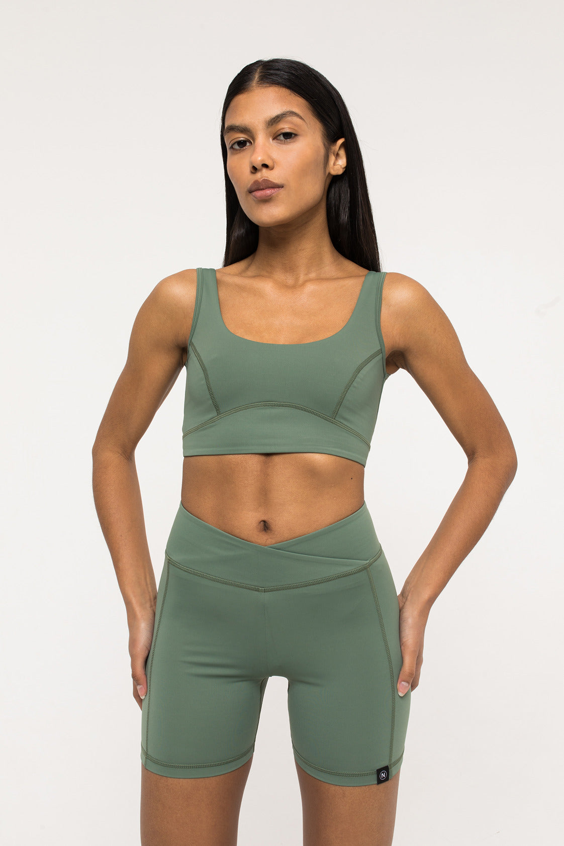 Khaki Biker Shorts